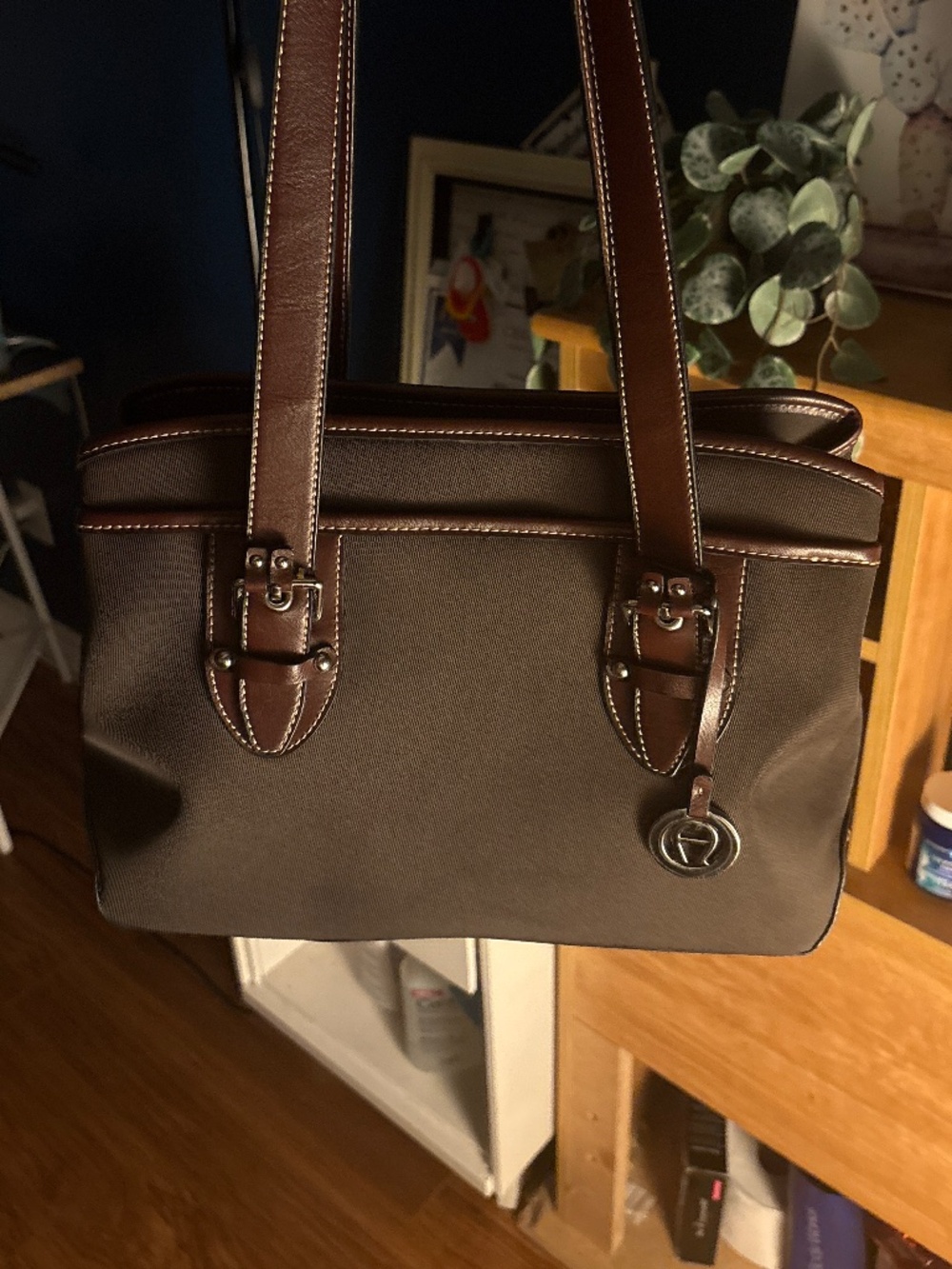 Vintage Etienne Aigner Canvas & Leather Shoulder Satchel Bag - Like New!